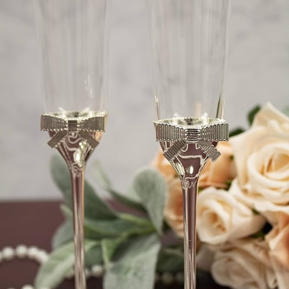 kate Spade Grace AVENUE Silver Champagne Flutes